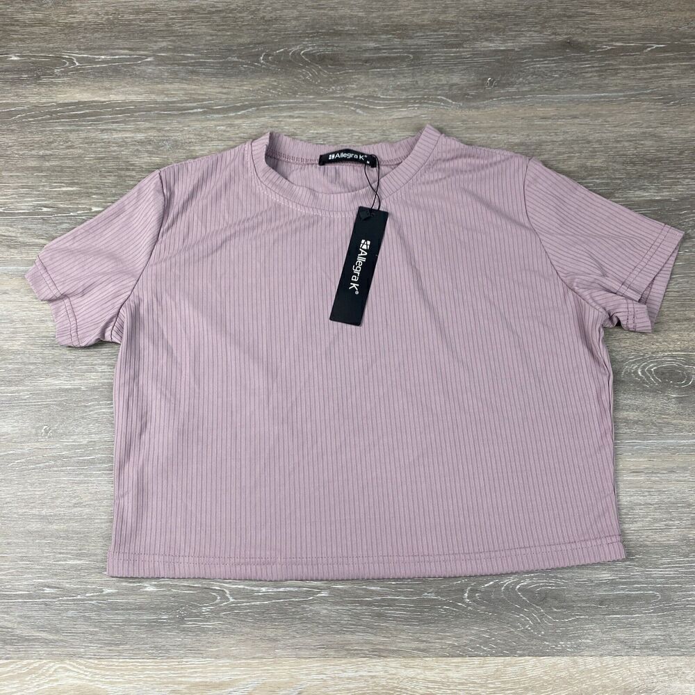 Allegra K‎ Purple Crop Top T Shirt Women Medium New With Tags